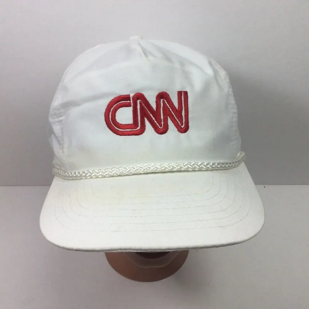 Vintage CNN Sports Hat News Network Embroidered SnapBack White Trucker Cap